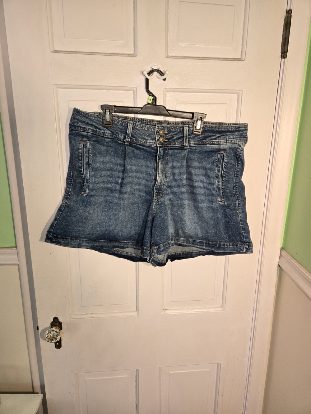 Maurices Washed Blue Denim Shorts with Front Pockets